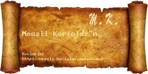 Meszli Koriolán névjegykártya